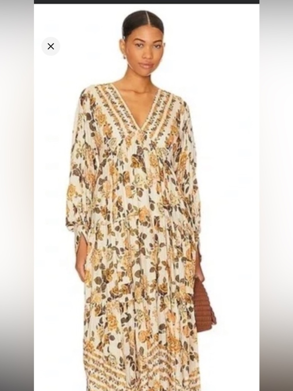Free People Row of Roses Long Sleeve Maxi Dress. Size